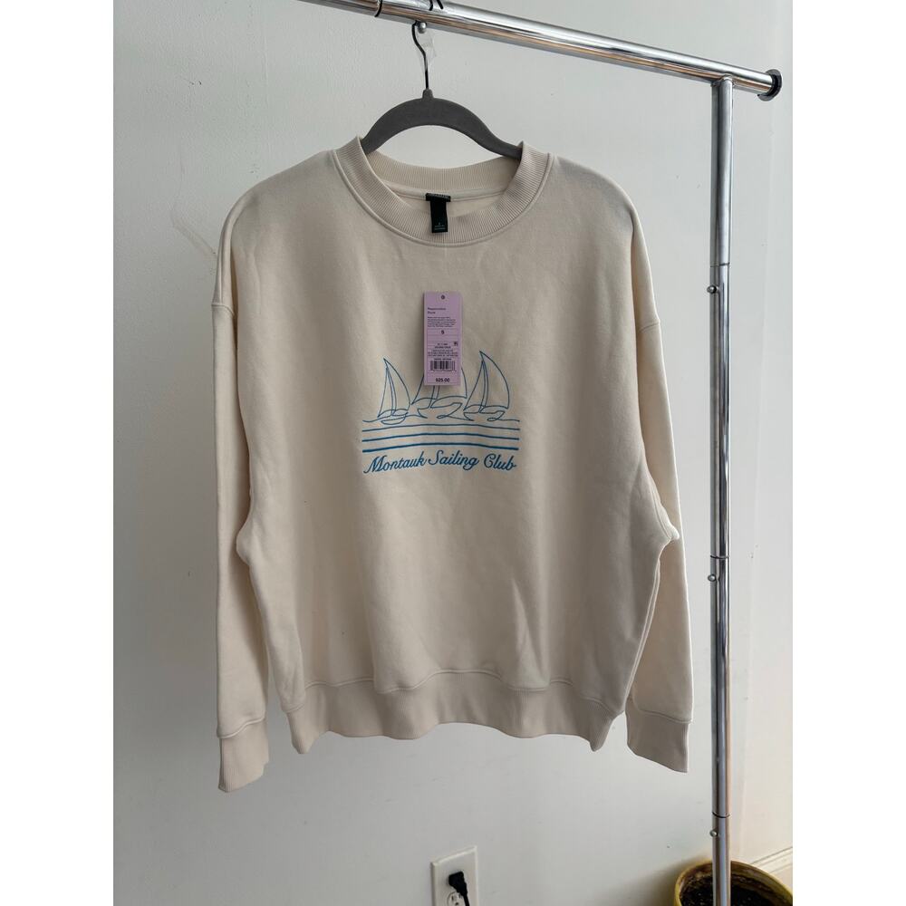 Wild Fable Montauk Sailing Club Graphic Crewneck Sweatshirt Beige Size S NWT - Picture 3 of 11